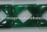 CAG6642 15.5 inches 25*25mm square green agate gemstone beads