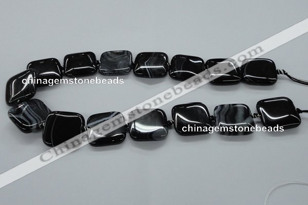 CAG6680 15.5 inches 25*25mm square black line agate beads