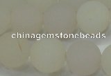 CAG6682 15 inches 12mm round white pilates agate beads