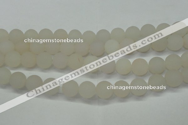 CAG6682 15 inches 12mm round white pilates agate beads