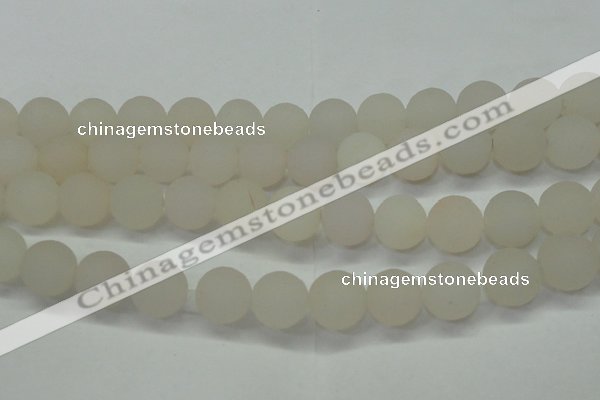 CAG6683 15 inches 14mm round white pilates agate beads