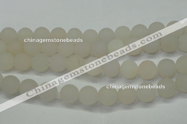 CAG6684 15 inches 16mm round white pilates agate beads