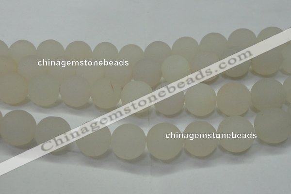 CAG6686 15 inches 18mm round white pilates agate beads