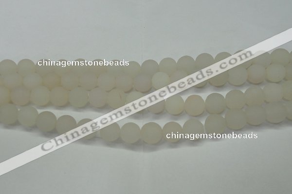 CAG6687 15 inches 8mm round white pilates agate beads