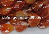 CAG670 15.5 inches 13*18mm faceted flat teardrop natural fire agate beads