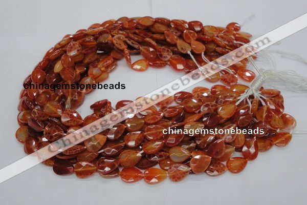 CAG670 15.5 inches 13*18mm faceted flat teardrop natural fire agate beads