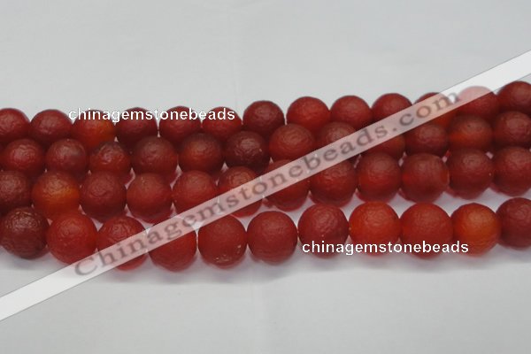 CAG6702 15 inches 12mm round red pilates agate beads