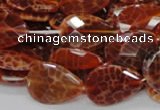 CAG671 15.5 inches 18*25mm faceted flat teardrop natural fire agate beads