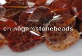 CAG672 15.5 inches 20*30mm faceted flat teardrop natural fire agate beads