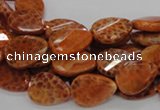 CAG673 15.5 inch 13*18mm faceted teardrop twisted natural fire agate beads