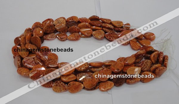 CAG673 15.5 inch 13*18mm faceted teardrop twisted natural fire agate beads