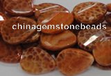 CAG674 15.5 inch 15*20mm faceted teardrop twisted natural fire agate beads