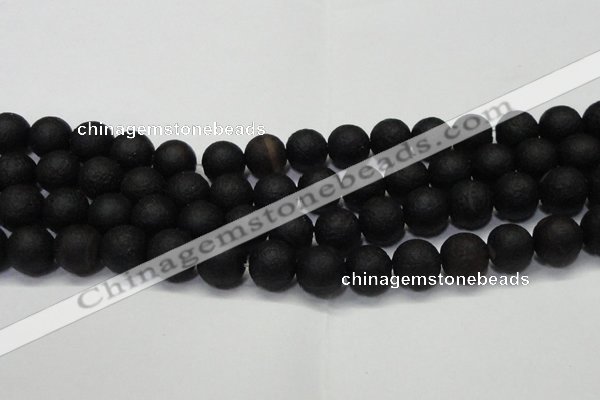 CAG6741 15 inches 10mm round black pilates agate beads