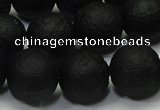 CAG6742 15 inches 12mm round black pilates agate beads