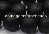 CAG6743 15 inches 14mm round black pilates agate beads