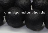 CAG6744 15 inches 16mm round black pilates agate beads