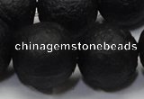 CAG6745 15 inches 18mm round black pilates agate beads