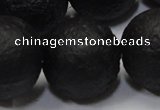 CAG6746 15 inches 20mm round black pilates agate beads