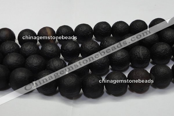 CAG6746 15 inches 20mm round black pilates agate beads