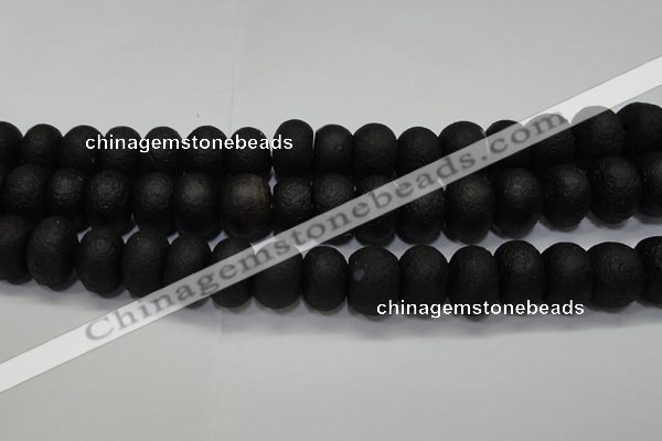 CAG6748 15 inches 10*14mm rondelle black pilates agate beads