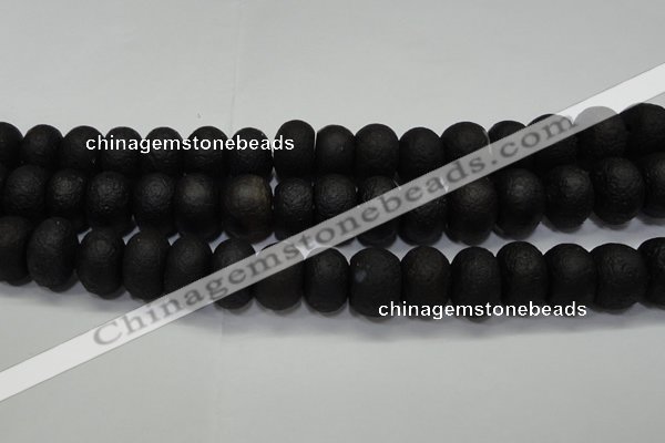 CAG6749 15 inches 12*16mm rondelle black pilates agate beads