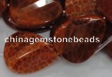 CAG676 15.5 inch 23*30mm faceted teardrop twisted natural fire agate beads