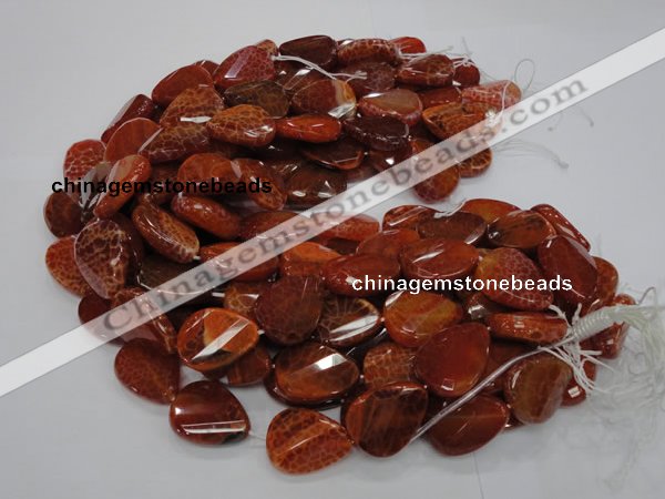 CAG676 15.5 inch 23*30mm faceted teardrop twisted natural fire agate beads