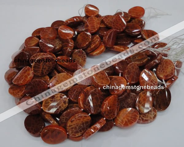 CAG678 15.5 inches 18*25mm twisted oval natural fire agate beads