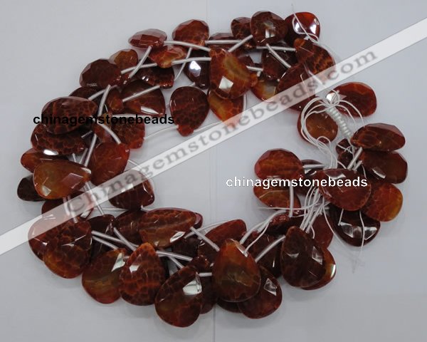 CAG680 15.5 inches 22*30mm faceted teardrop natural fire agate beads
