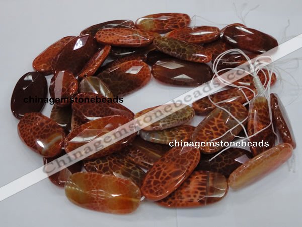 CAG681 15.5 inches 25*50mm faceted freeform natural fire agate beads