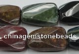 CAG6814 15.5 inches 16*22mm faceted & twisted rectangle Indian agate beads