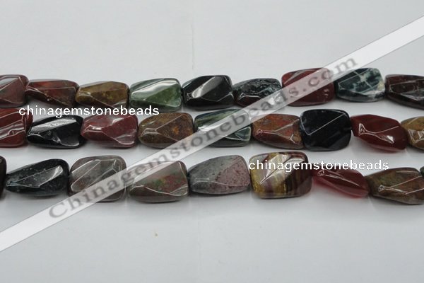 CAG6815 15.5 inches 18*25mm faceted & twisted rectangle Indian agate beads