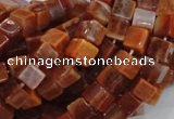 CAG686 15.5 inches 6*6mm cube natural fire agate beads wholesale