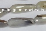 CAG6890 15.5 inches 10*30mm faceted teardrop line agate beads