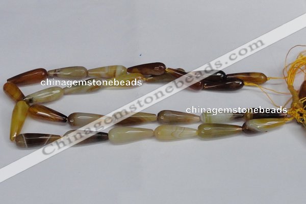 CAG6891 15.5 inches 10*30mm faceted teardrop line agate beads