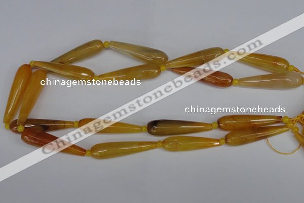 CAG6900 15.5 inches 10*40mm faceted teardrop line agate beads