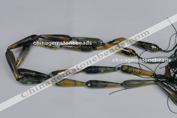 CAG6901 15.5 inches 10*40mm faceted teardrop line agate beads