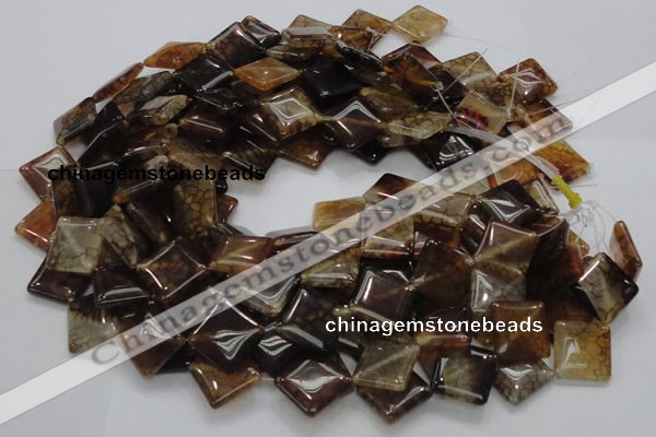 CAG691 15.5 inches 20*20mm rhombic dragon veins agate beads