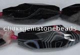 CAG6911 15.5 inches 13*40mm - 15*45mm faceted rice line agate beads