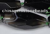 CAG6916 15.5 inches 18*65mm faceted rice line agate beads