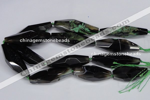 CAG6916 15.5 inches 18*65mm faceted rice line agate beads