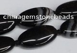 CAG6920 15.5 inches 15*30mm oval black line agate beads