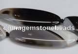 CAG6922 15.5 inches 20*55mm oval black line agate beads