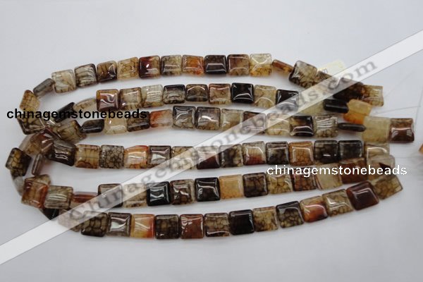 CAG693 15.5 inches 12*12mm square dragon veins agate beads