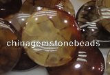 CAG694 15.5 inches 30mm flat round dragon veins agate beads