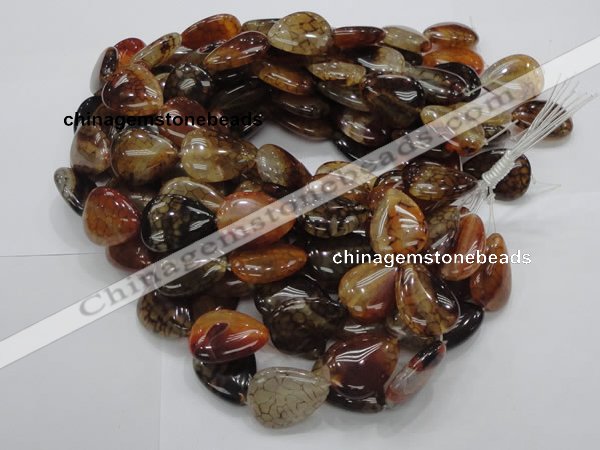 CAG695 15.5 inches 25*32mm flat teardrop dragon veins agate beads