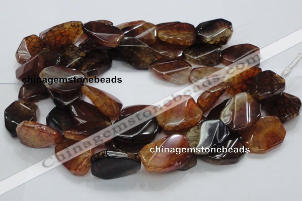 CAG696 15.5 inches 22*32mm twisted freeform dragon veins agate beads