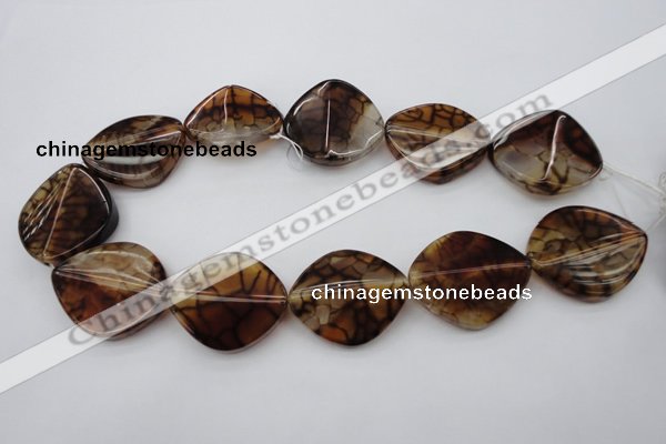 CAG697 15.5 inches 30*35mm freeform dragon veins agate beads