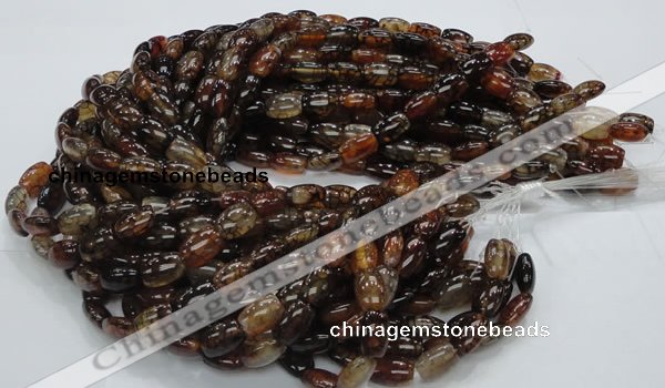 CAG699 15.5 inches 10*14mm rice dragon veins agate beads wholesale