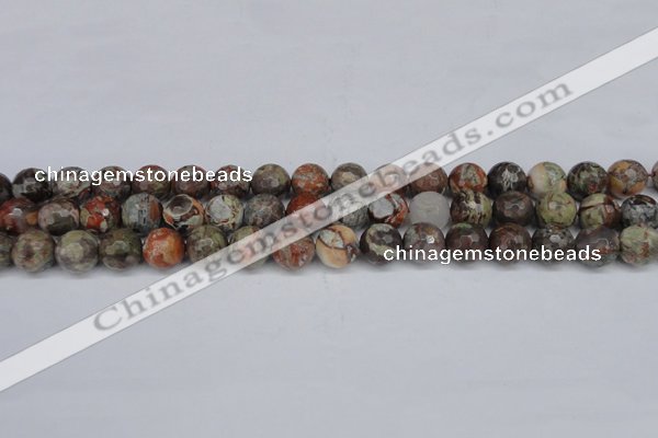 CAG7012 15.5 inches 8mm faceted round ocean agate gemstone beads